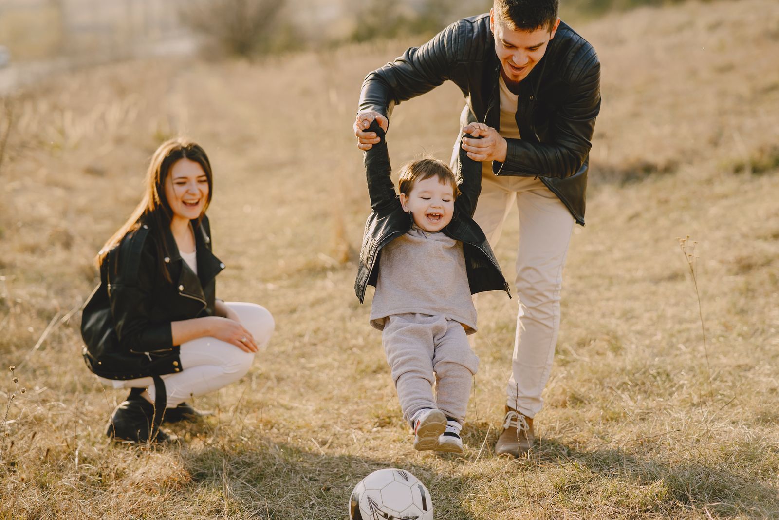 A young family enjoying time together in Napa Valley